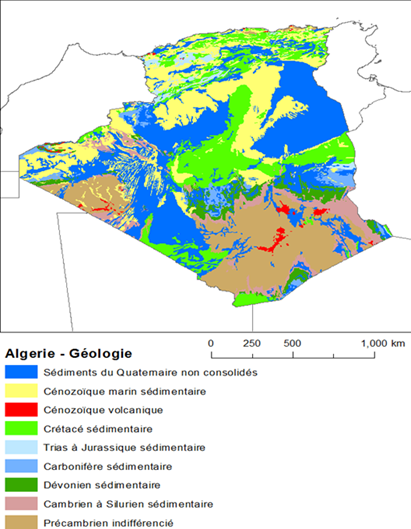 Mappa geologica dell'Algeria