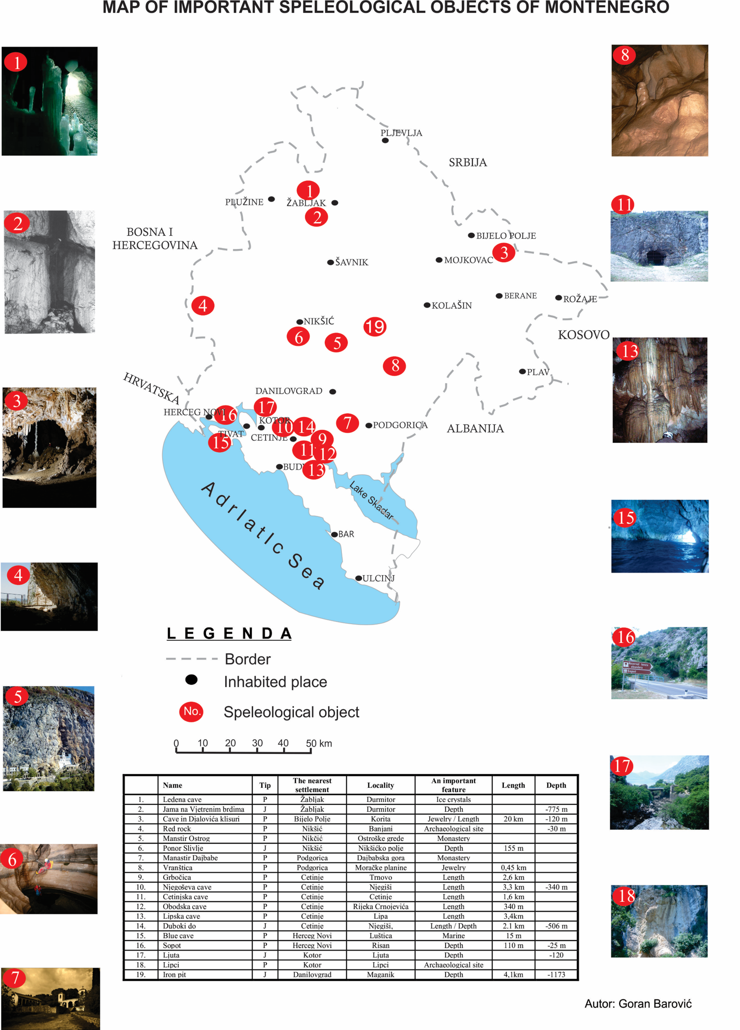 Mappa dei maggiori siti d'interesse speleologico