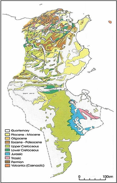 Mappa geologica della Tunisia